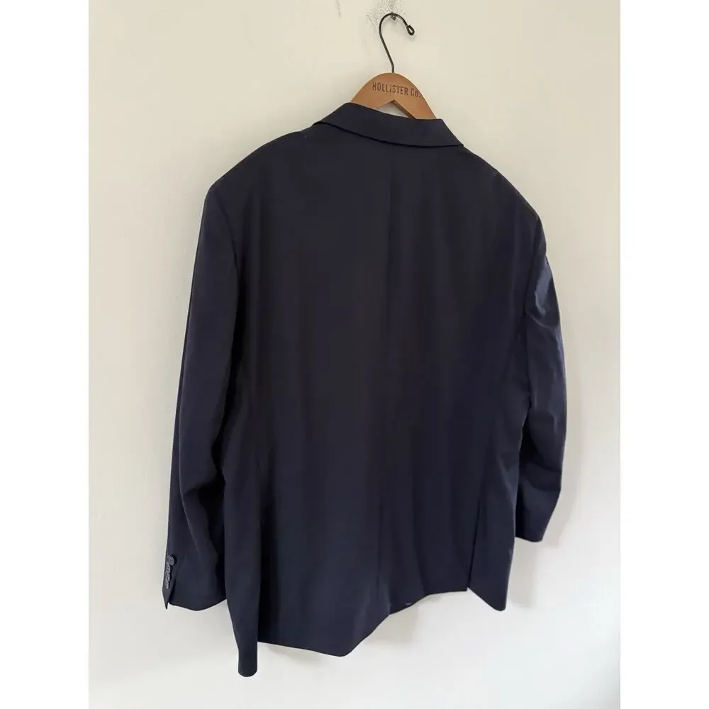 Hart Schaffner Marx Sport Coat Navy Blue Blazer Jacket Classic Single Breasted